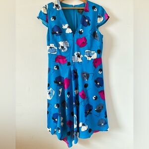 Adrianna Papell Blue Floral Poppy Dress - Size 10